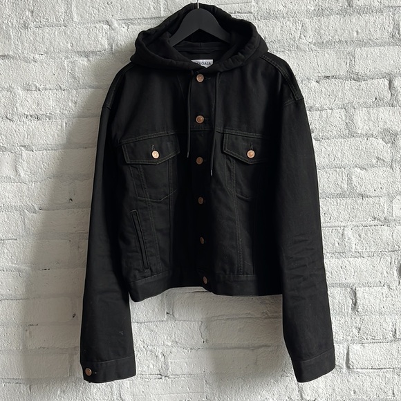 NWOT Balenciaga Hooded Denim Jacket in Black - Picture 5 of 12